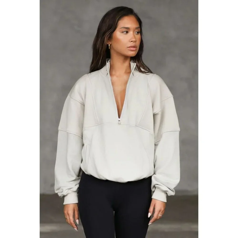 Joah Brown Retro Half Zip in Sahara French Terry - Picture 2 of 12